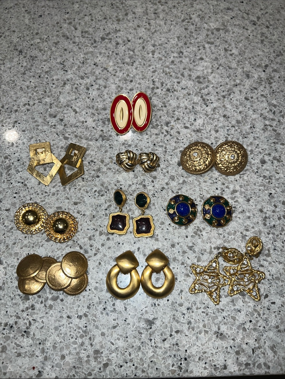 Vintage 10 sets of clip on costume earrings